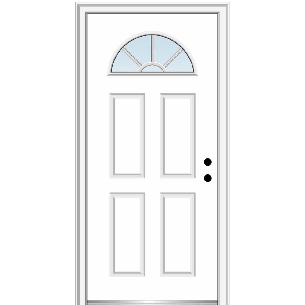 Steel Primed Left-Hand Inswing 1/4 Lite 4-Panel Prehung Front Door 36" x 80" G365