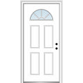 Steel Primed Left-Hand Inswing 1/4 Lite 4-Panel Prehung Front Door 36" x 80" G365