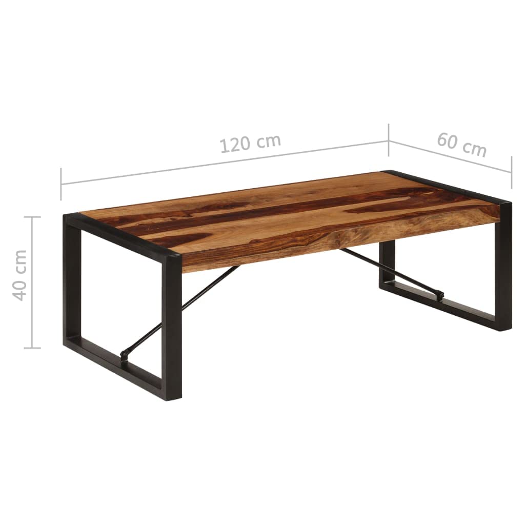 Black Coffee Table 47.2"x23.6"x15.7" Solid Sheesham Wood P749
