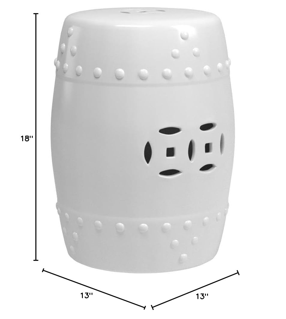 White Ceramic Garden Stool A874