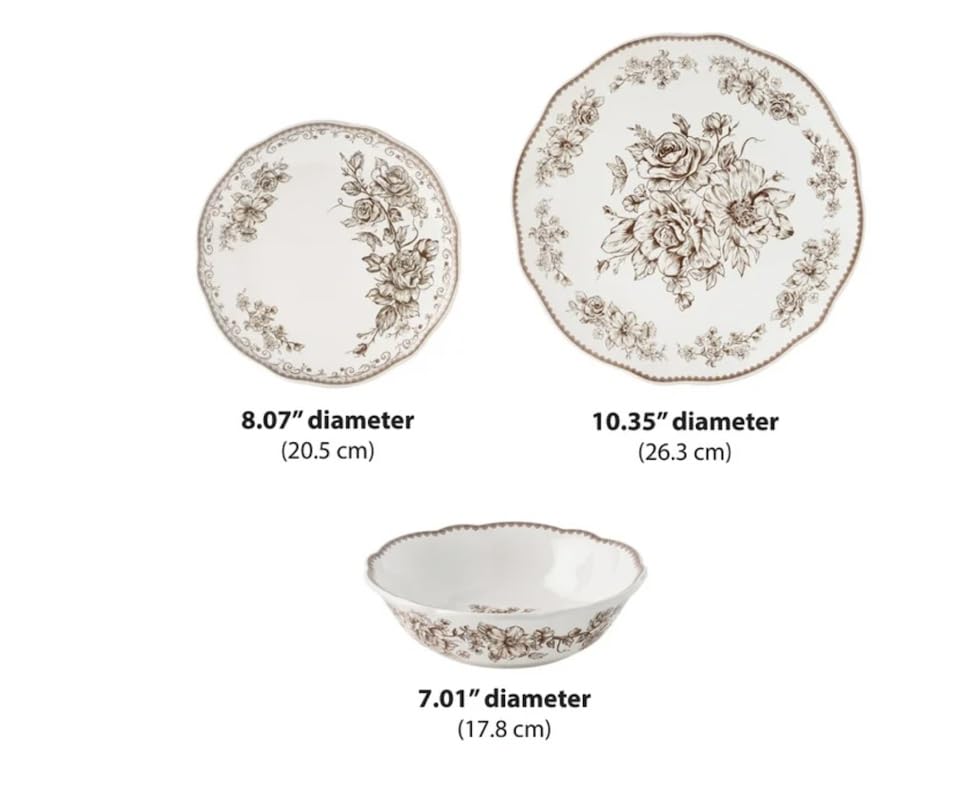 Brown 12-Piece Stoneware Dinnerware Set R427074