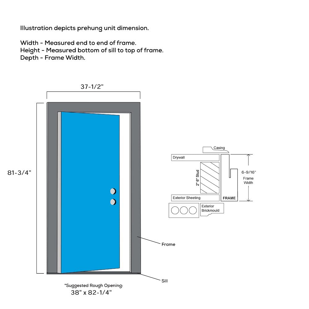 Steel Primed Left-Hand Inswing 1/4 Lite 4-Panel Prehung Front Door 36" x 80" G365