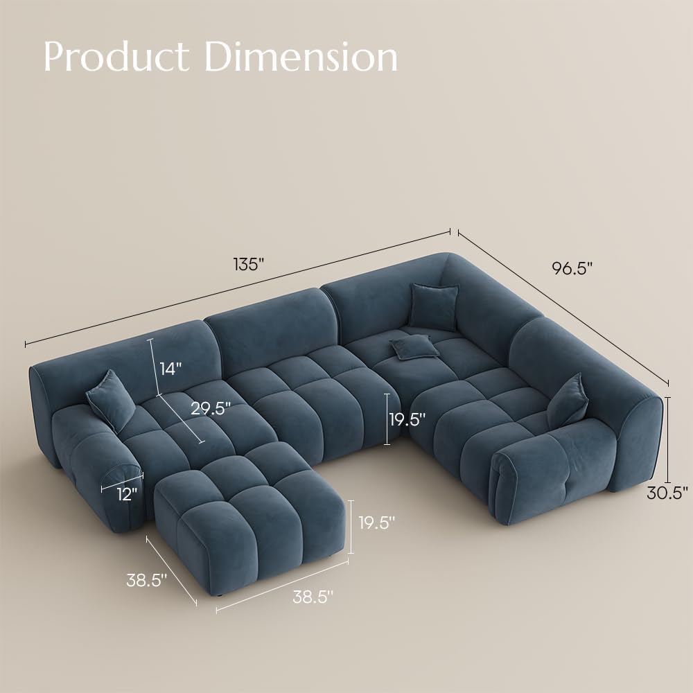 Oversized U-Shaped Sectional Sofa with Ottoman P924