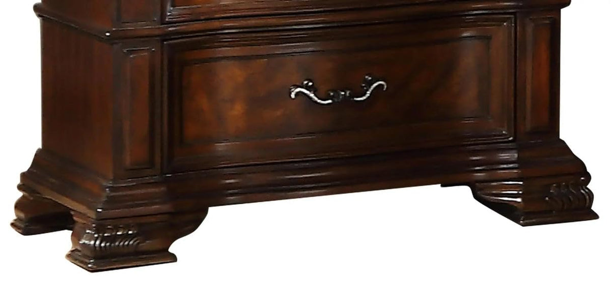 Cherry Wooden 3 Drawer Nightstand with Marble Top W4621