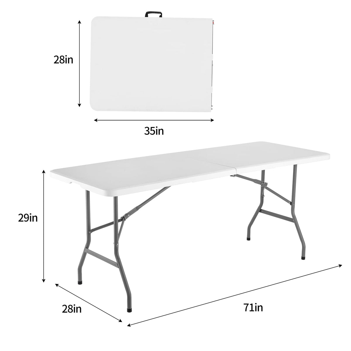 White Portable Folding Table with Carrying Handle K412