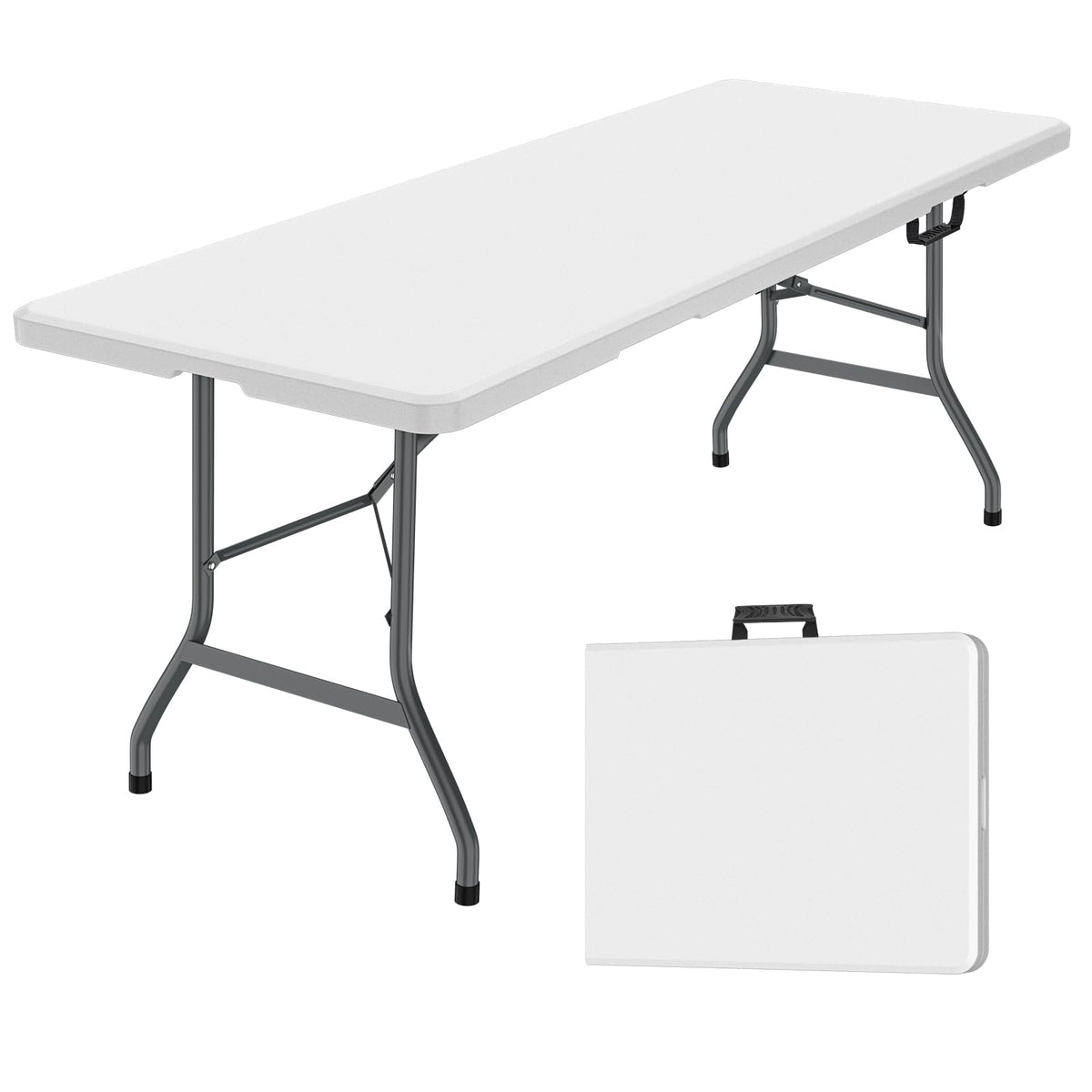 White Portable Folding Table with Carrying Handle K412