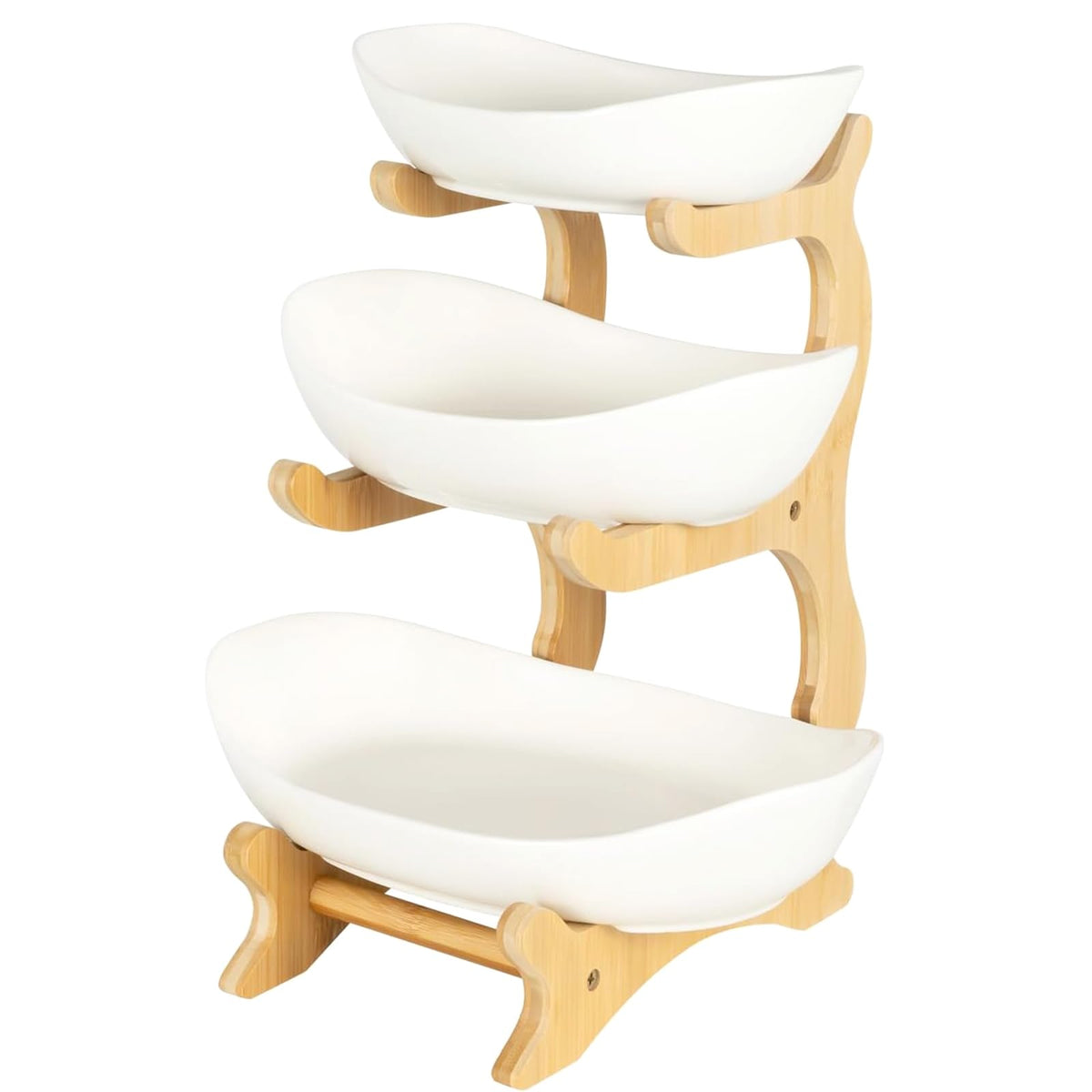 3-Tier Oval Fruit Basket with Bamboo Stand Q4607