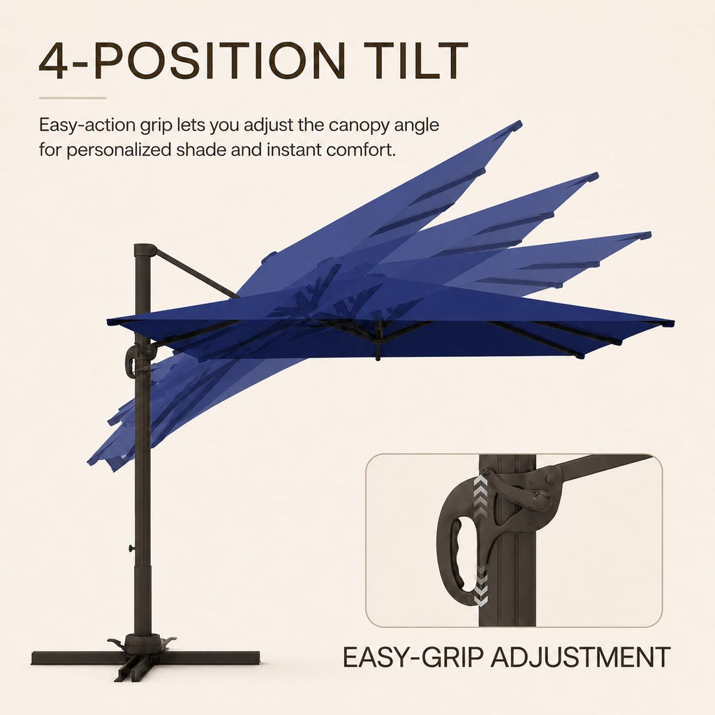 10' X 10' Aluminum Cantilever Patio Umbrella with 360-degree Rotation J1645