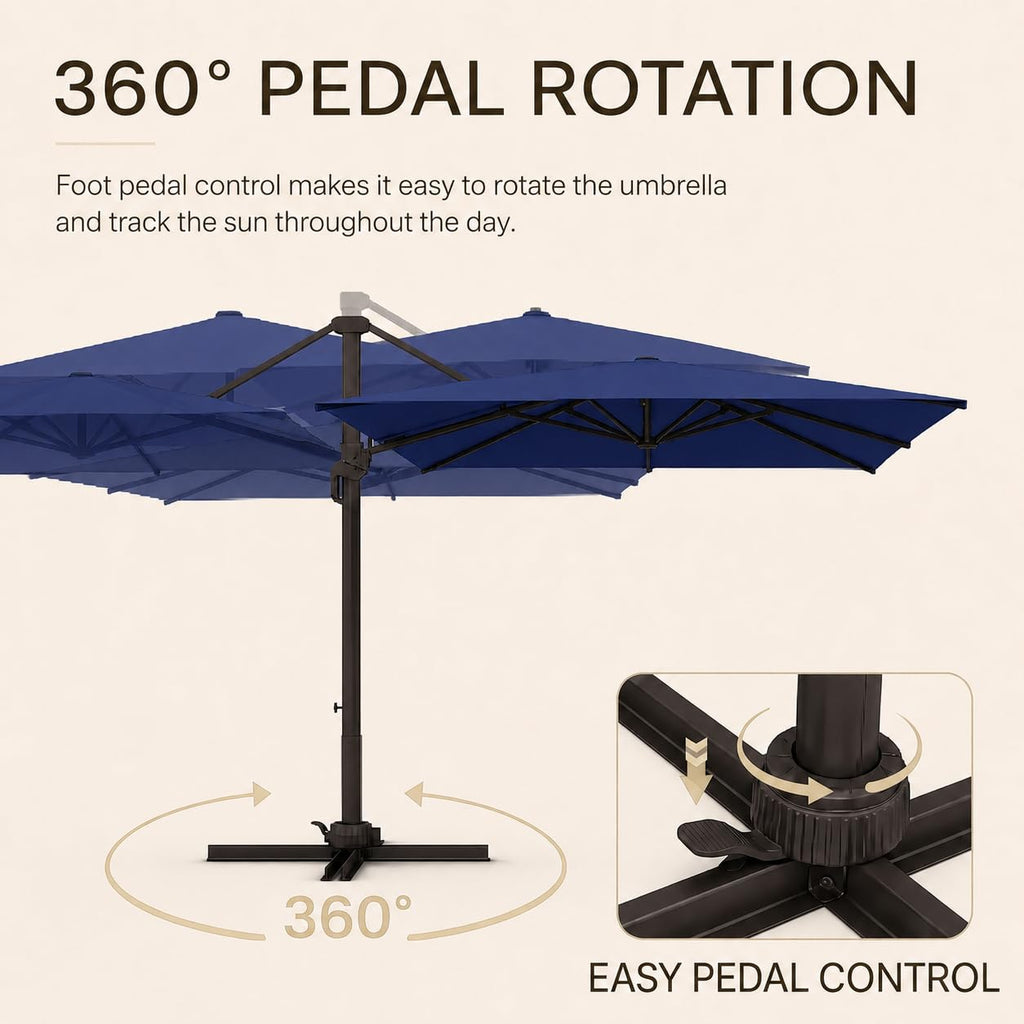 10' X 10' Aluminum Cantilever Patio Umbrella with 360-degree Rotation J1645