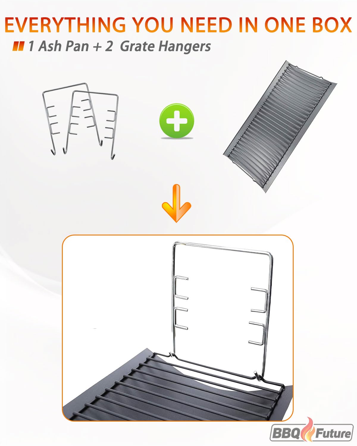 27 inch Porcelain-coated Steel Ash Pan with 2pcs Fire Grate Hanger L364