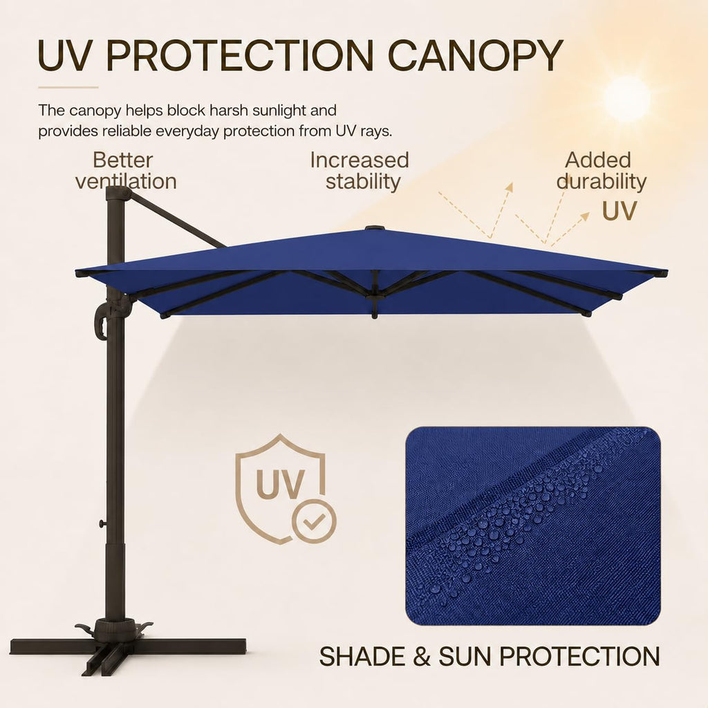 10' X 10' Aluminum Cantilever Patio Umbrella with 360-degree Rotation J1645