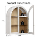 White Arched Wall Mount Bathroom Cabinet with Glass Doors S872323
