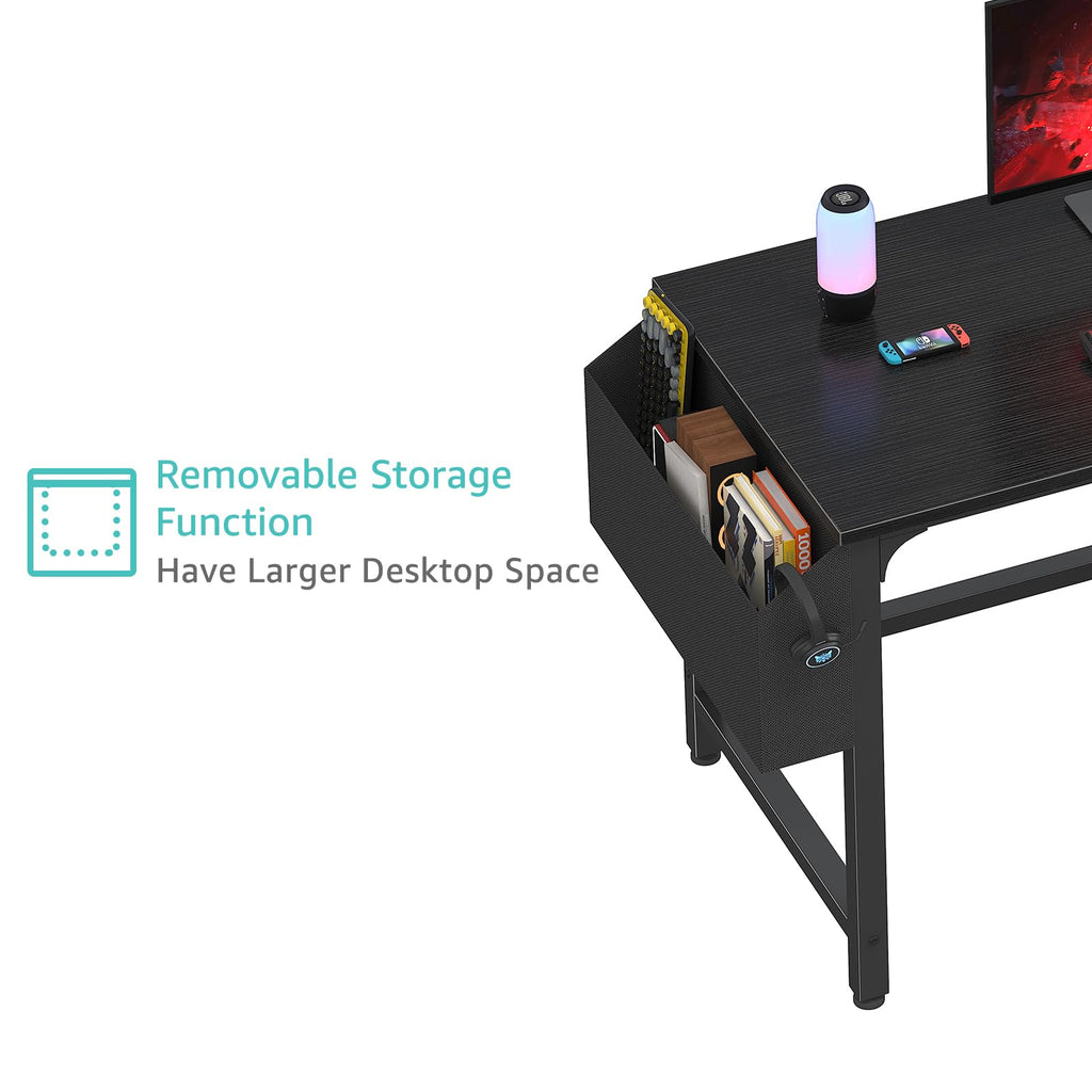 Black 47 Inch Computer Desk with File Drawers Cabinet W74789