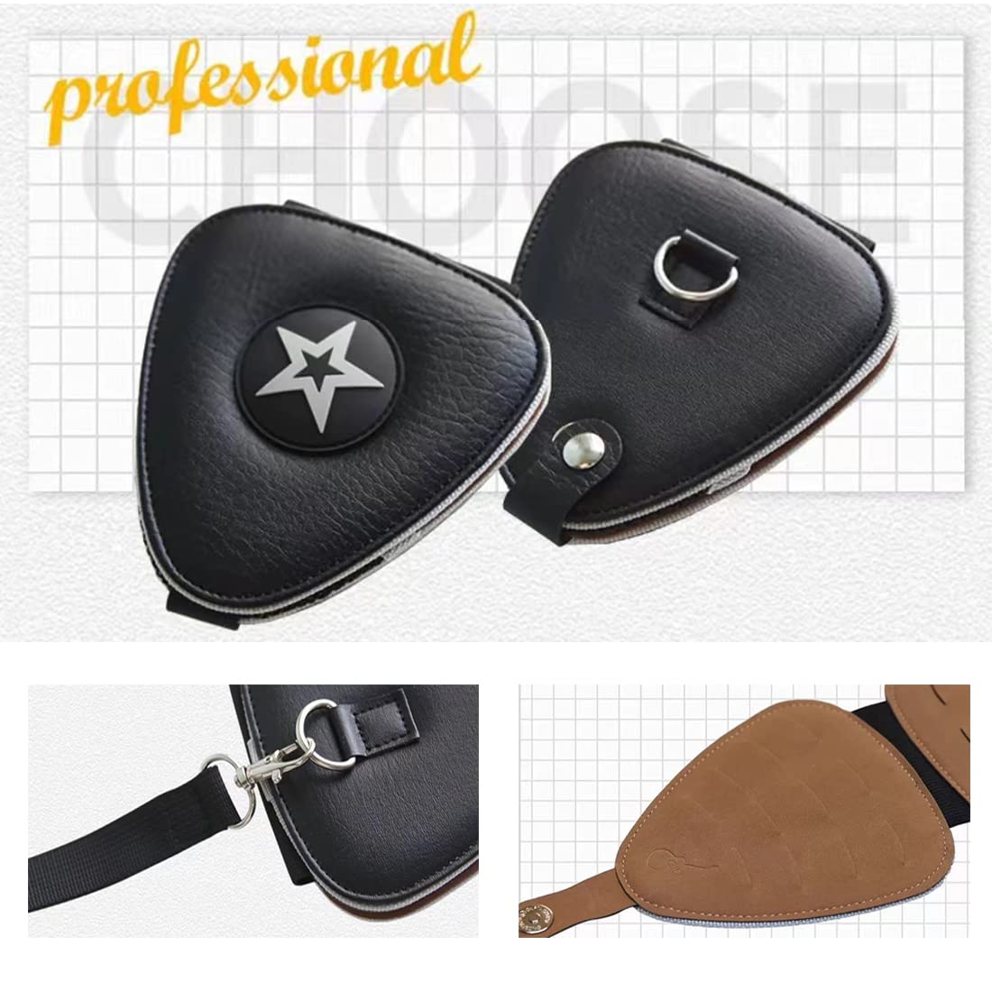 Guitar Pick Holder Case Bag with 24pcs Colorful Picks J29916