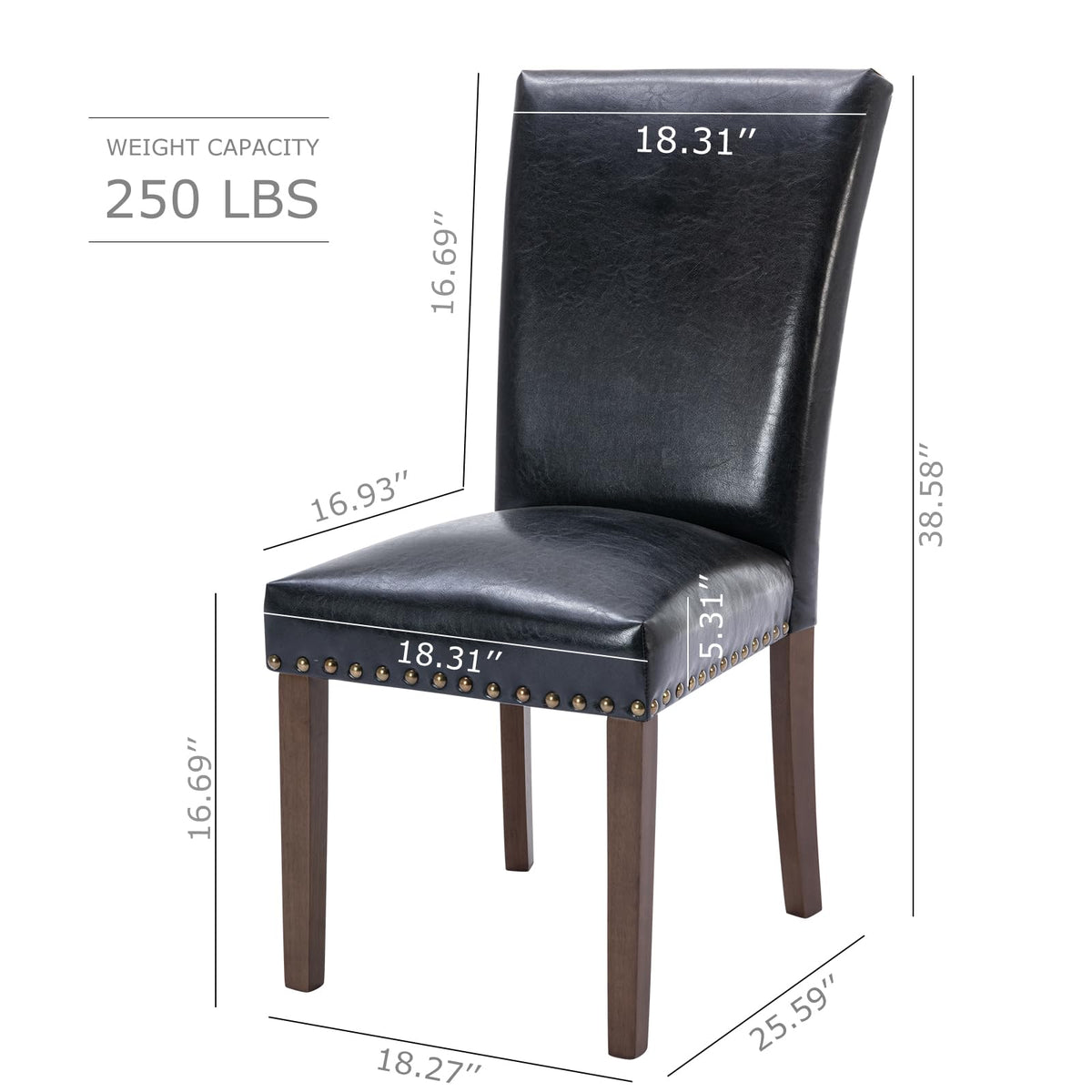 Black PU Leather Upholstered Dining Chairs Set of 6 Q601893