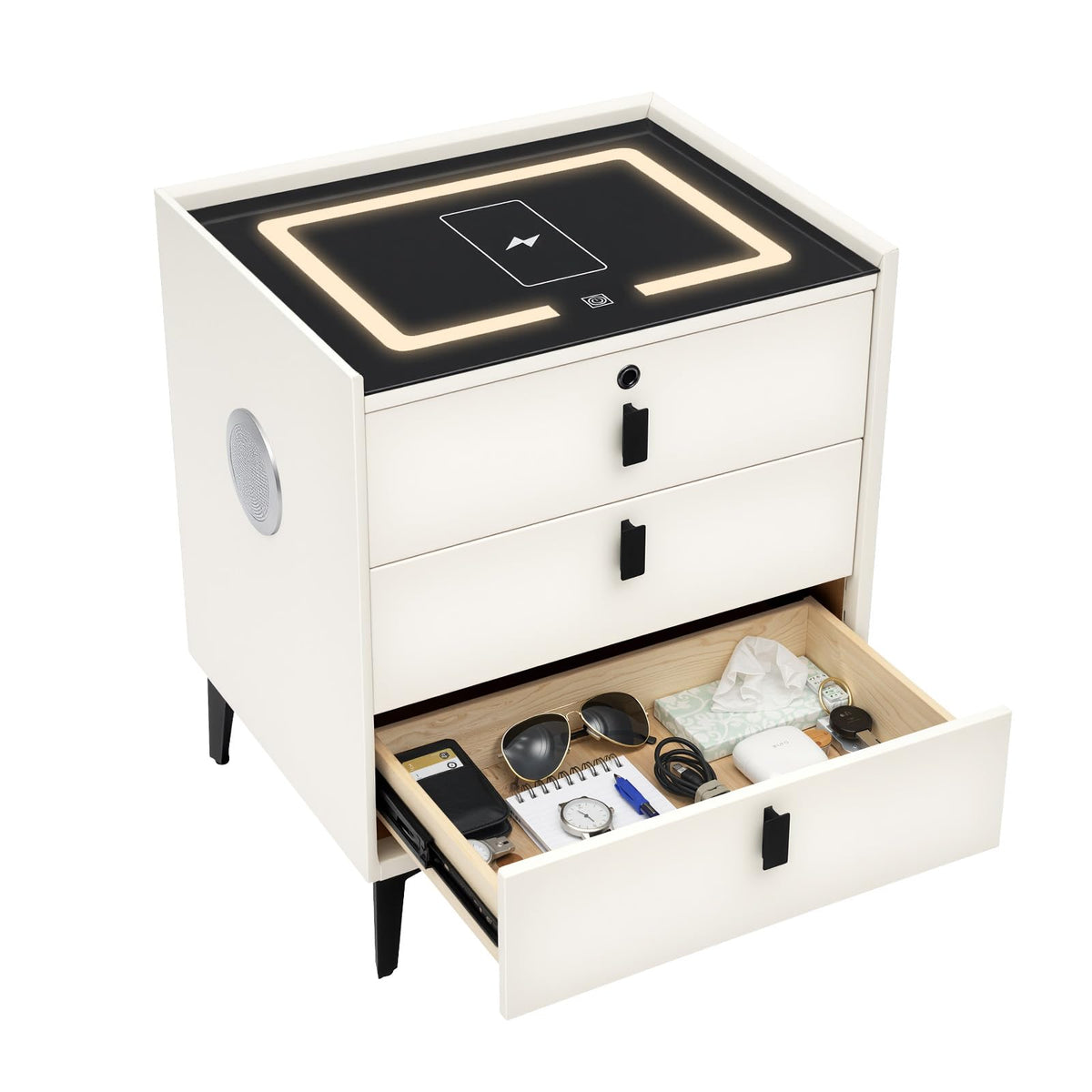 Bedside Table with Wireless Charging and Bluetooth Speaker K4696