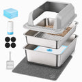 Stainless Steel Sifting Litter Box with Lid U834