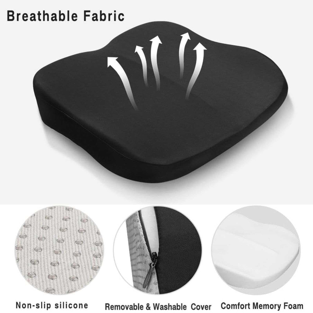 Memory Foam Seat Cushion Non-Slip Car Booster Pad with Adjustable Strap A477