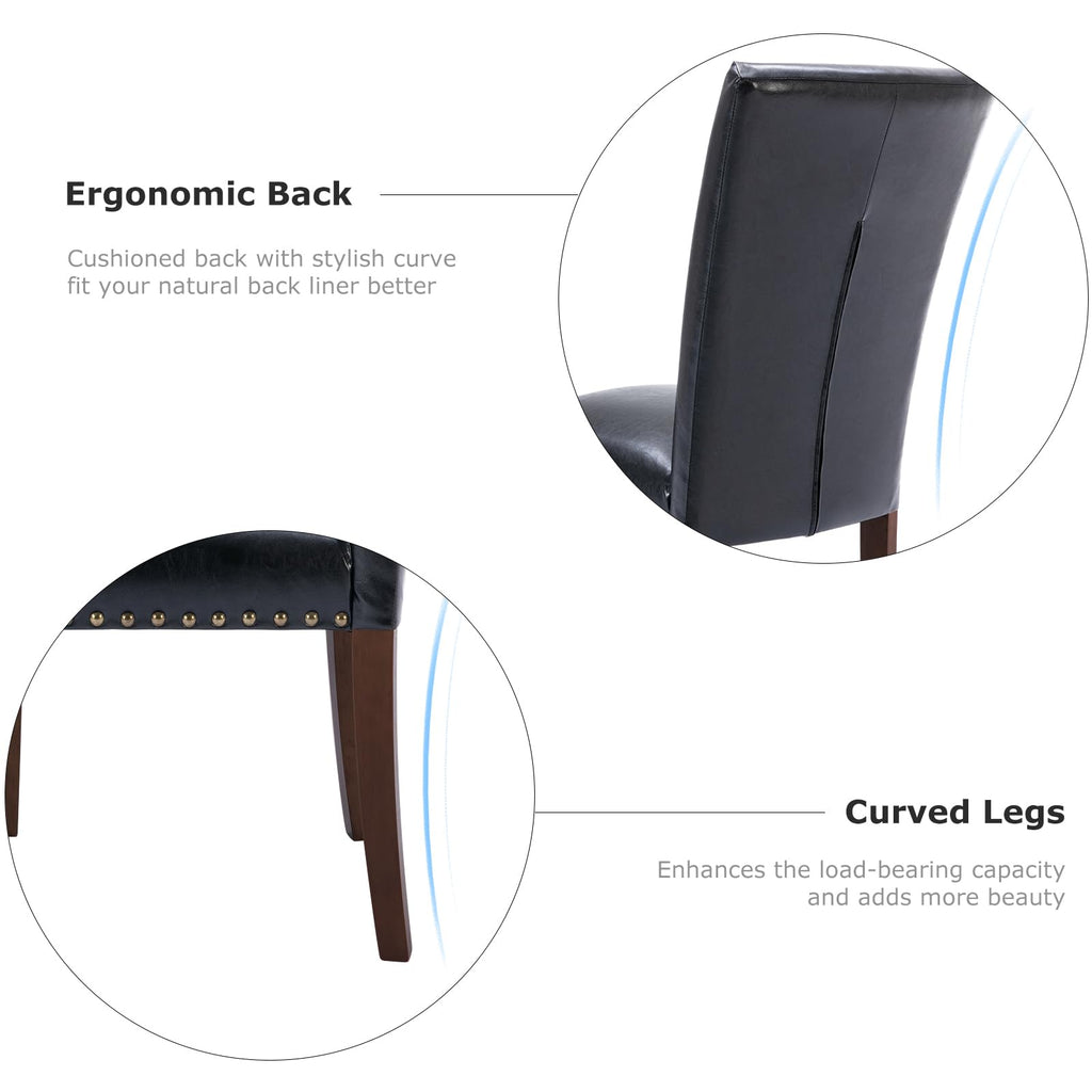 Black PU Leather Upholstered Dining Chairs Set of 6 Q601893