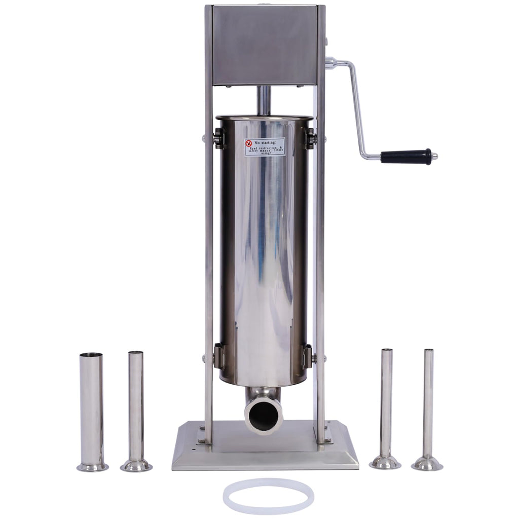 Stainless Steel Vertical Sausage Stuffer 15LB/7L with 4 Stuffing Tubes U727261