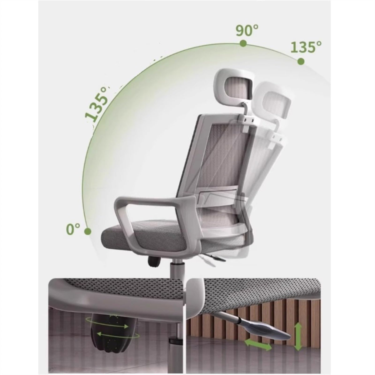 Ergonomic Mesh High Back Reclining Office Chair W9544