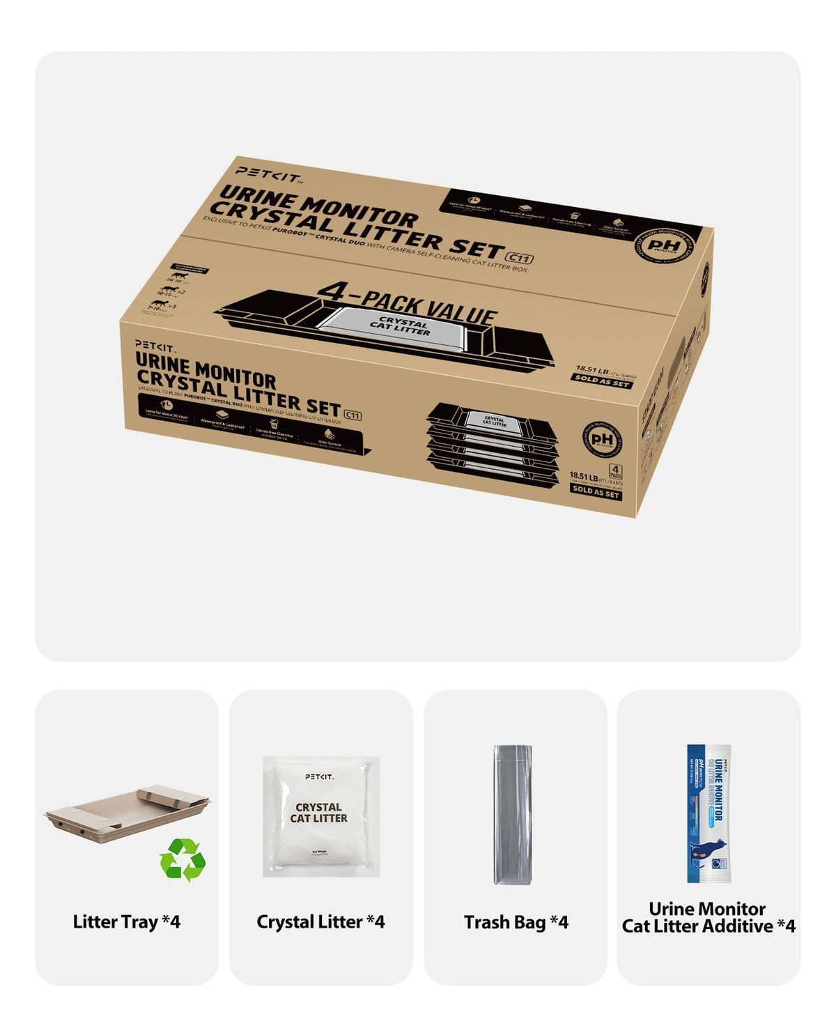 Cat Litter with Tray, 4.5 lb×4 Packs K822