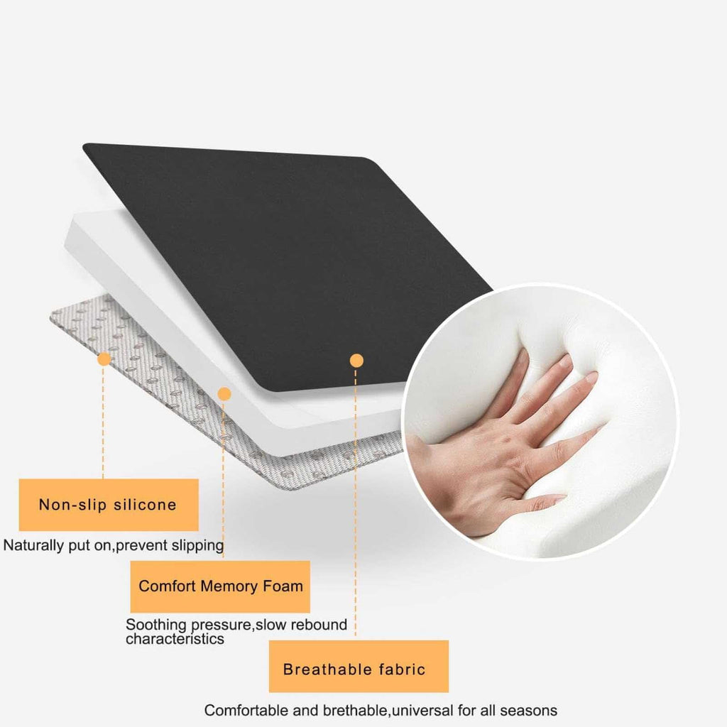 Memory Foam Seat Cushion Non-Slip Car Booster Pad with Adjustable Strap A477