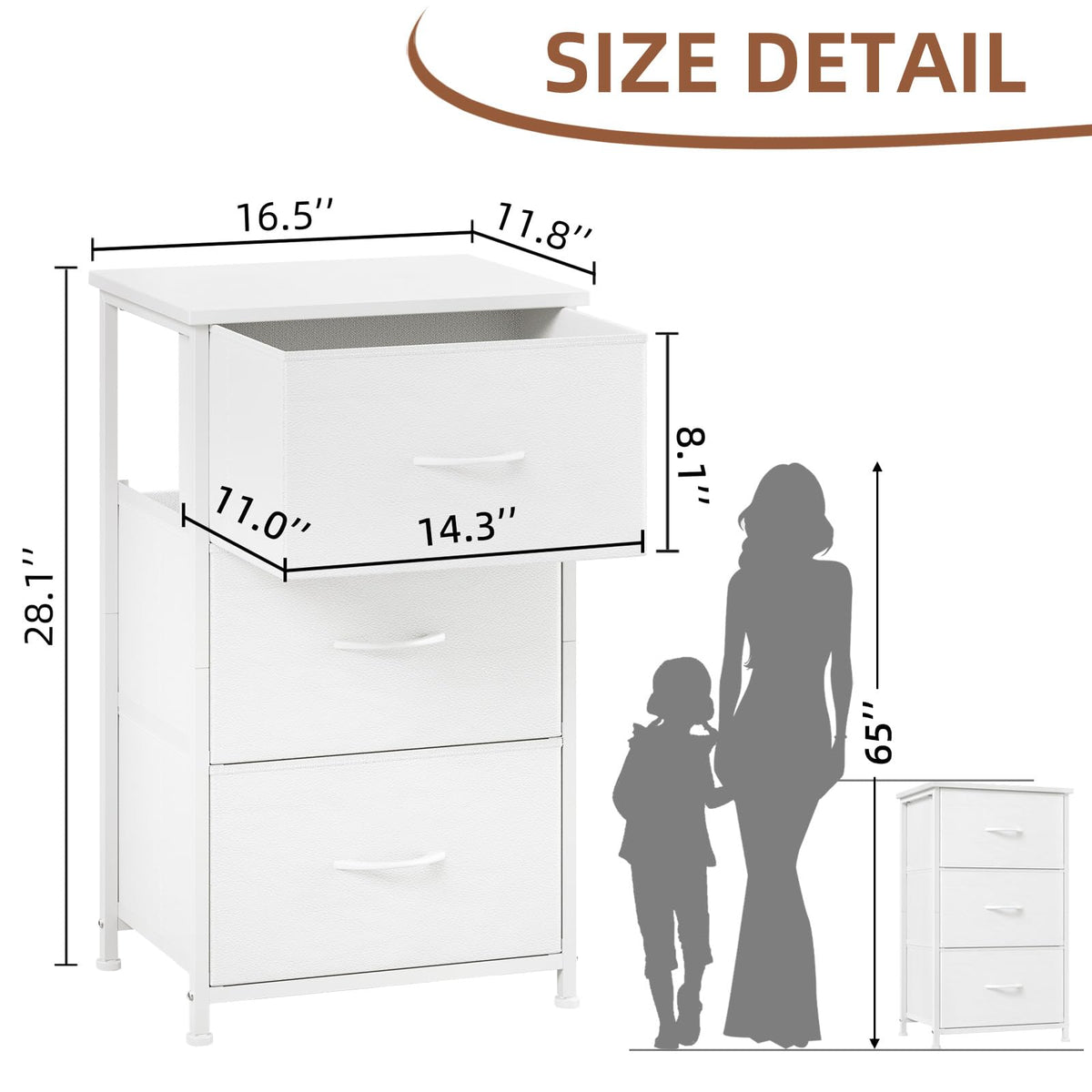 White 3 Drawer Dresser B599