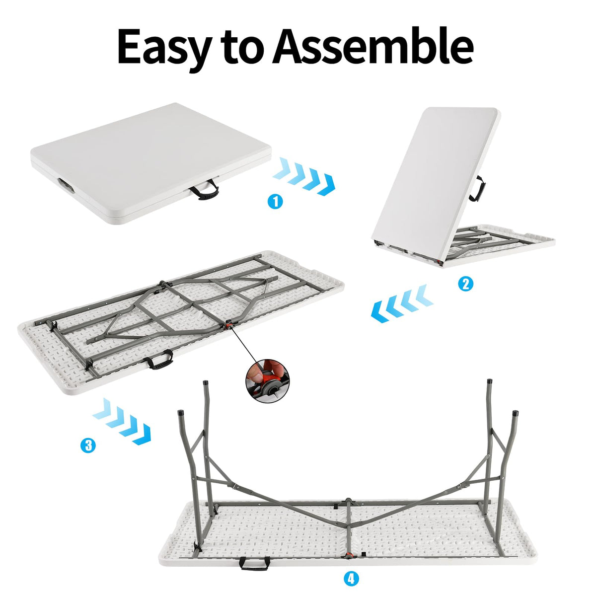 White Portable Folding Table with Carrying Handle K412