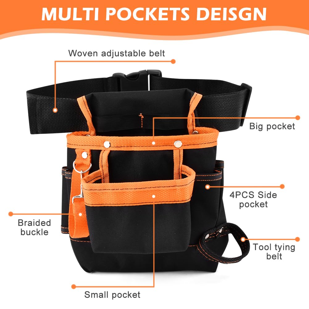 8 Pockets Tool Pouch Utility Waist Bag with Adjustable Belt L623