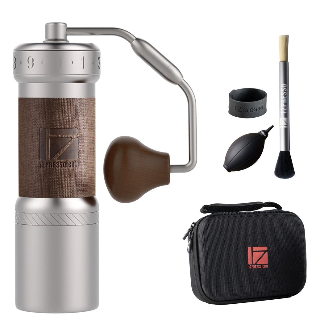Manual Coffee Grinder Silver with Carrying Case Stainless Steel Conical Burr D942064