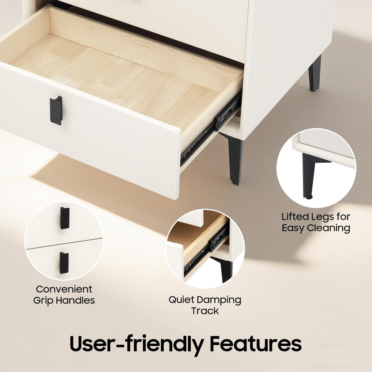 Bedside Table with Wireless Charging and Bluetooth Speaker K4696