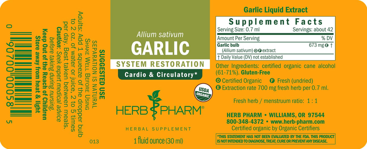 Organic Garlic Liquid Extract 1 Ounce H3992