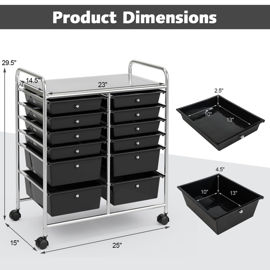 12 Drawer Rolling Storage Cart C684