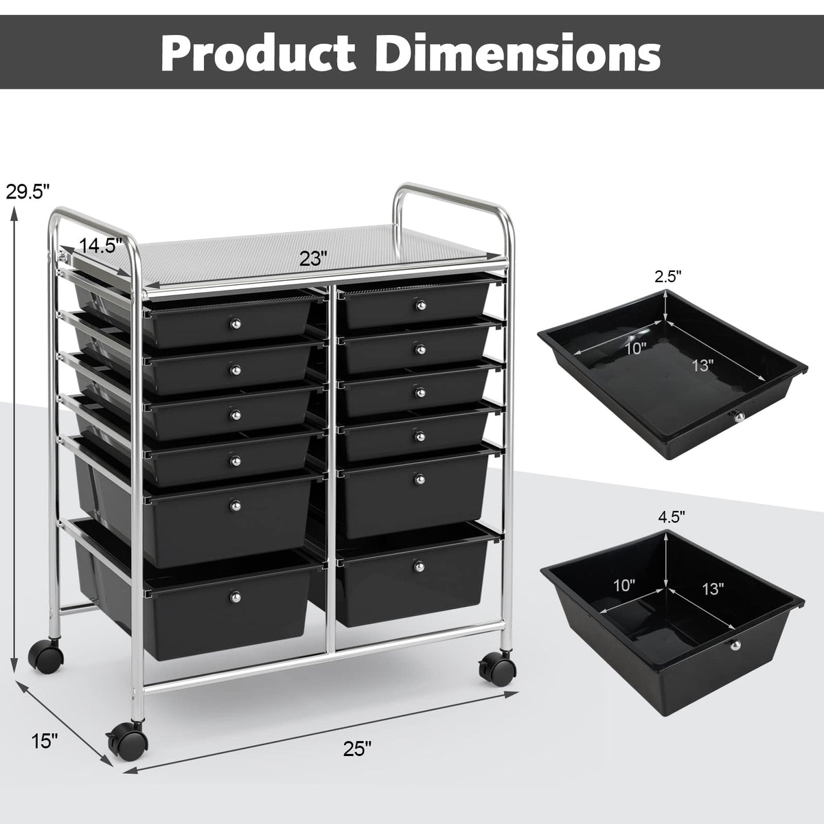 12 Drawer Rolling Storage Cart C684