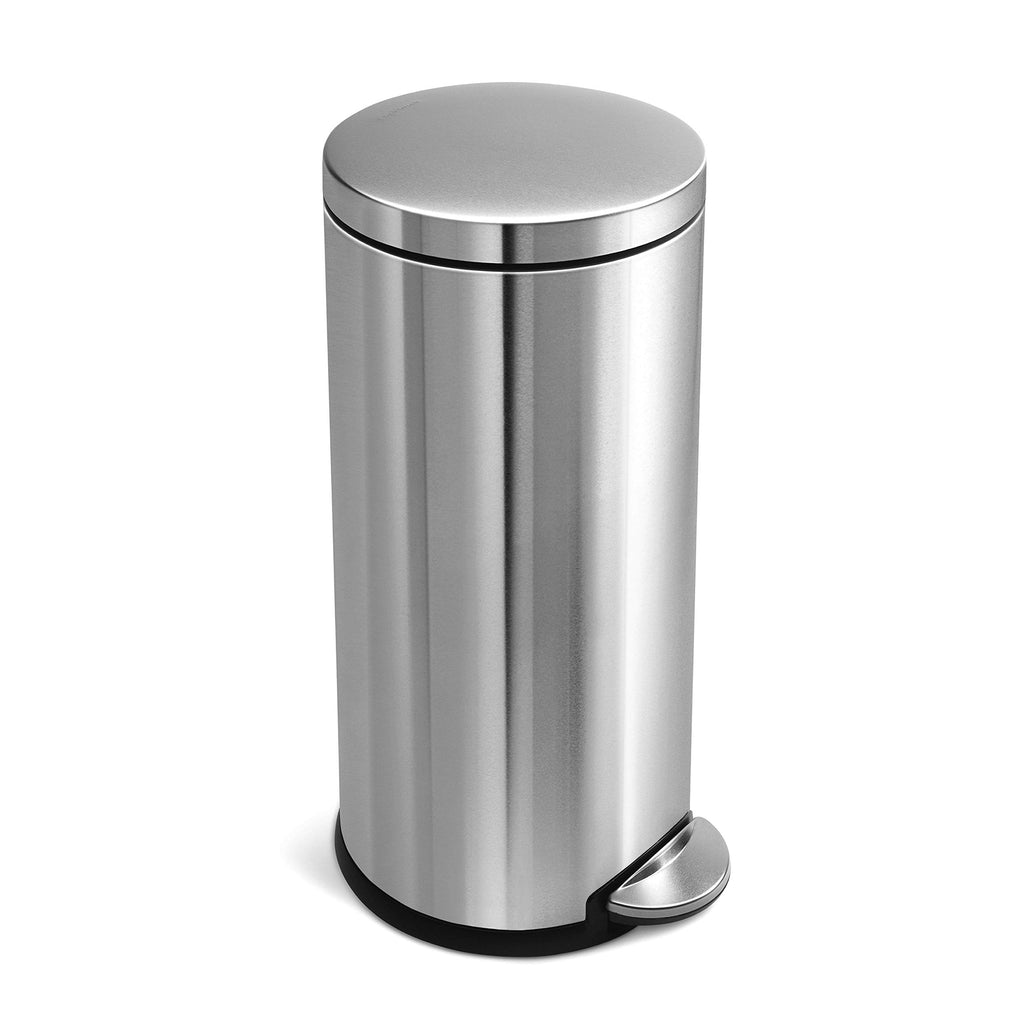 30L Brushed Stainless Steel Round Step Trash Can S919