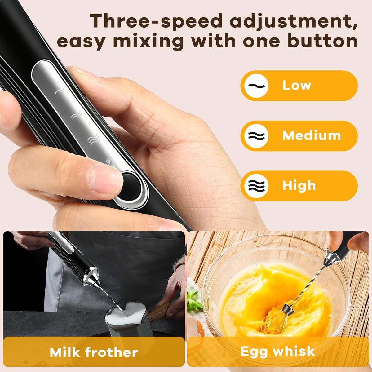 Handheld Rechargeable Milk Frother with Stand A1495
