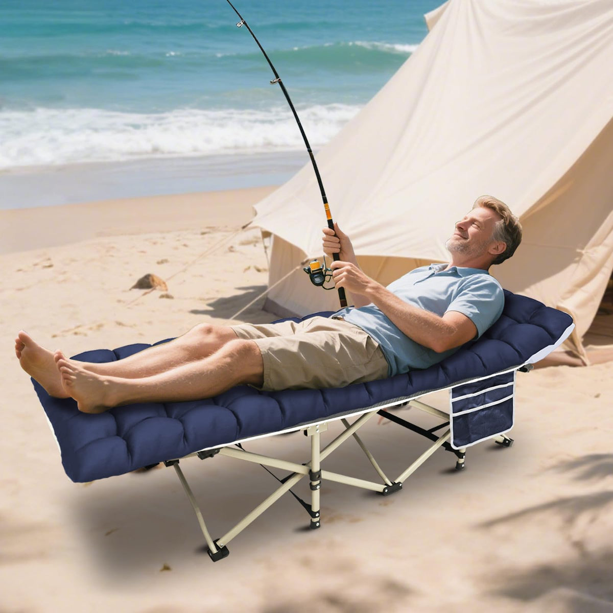 Folding Camping Cot with Mattress and Carry Bag V819193