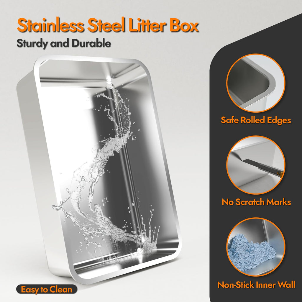 Stainless Steel Cat Litter Box with Lid B6363
