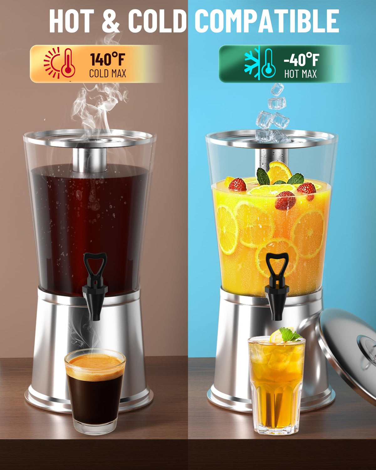 Stainless Steel Beverage Dispenser with Stand, 2 Gallons K40562