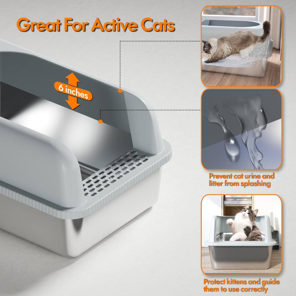 Stainless Steel Cat Litter Box with Lid B6363