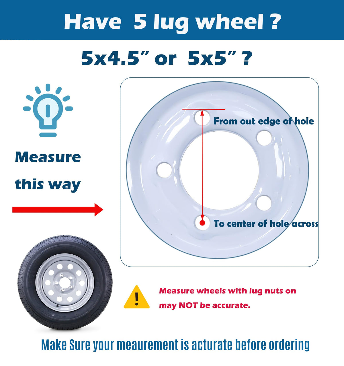 Trailer Tire Wheel ST205/75D15 6PR 101L 5X4.5 White Spoke Rim C197