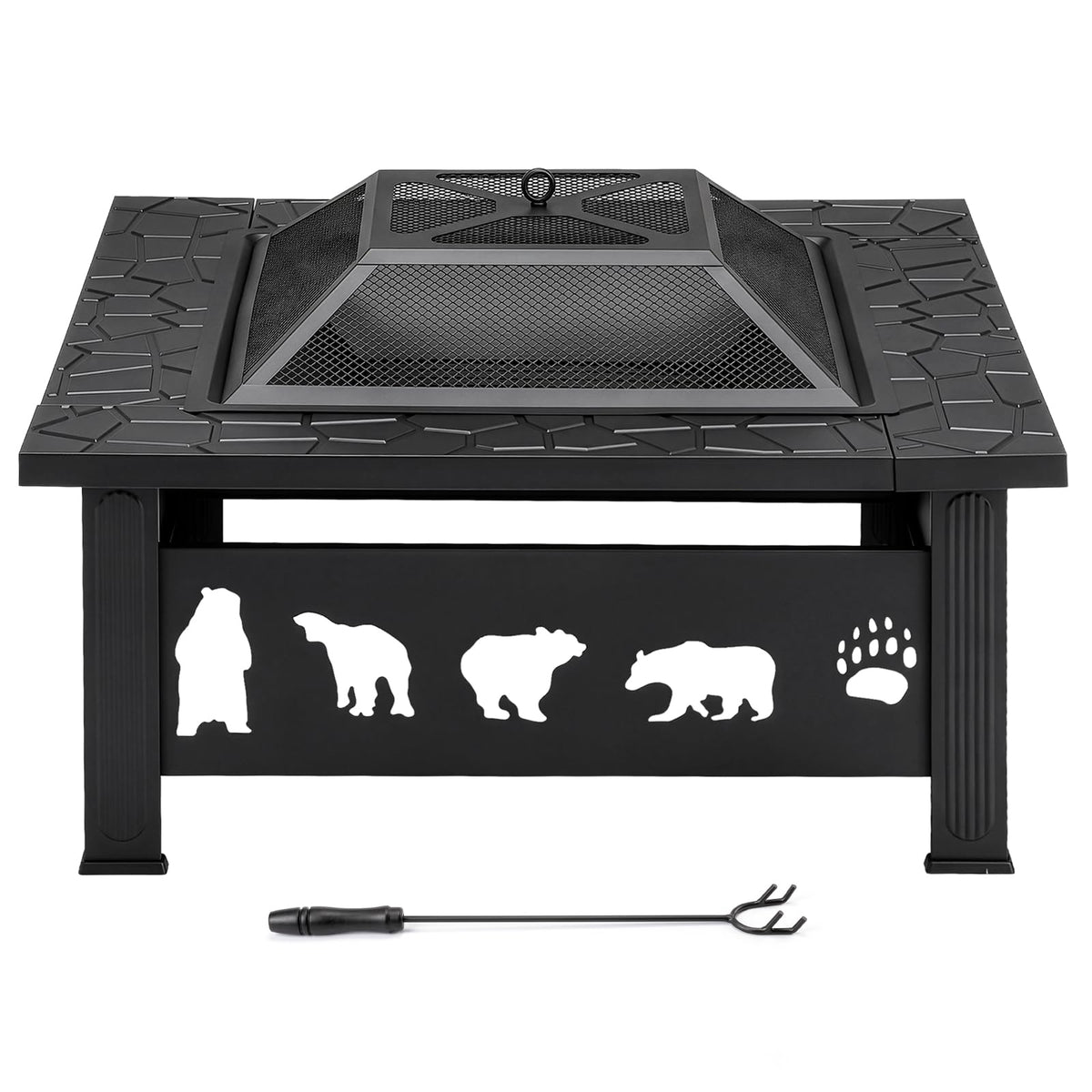 32 Inch Square Metal Patio Fire Pit Table T612431