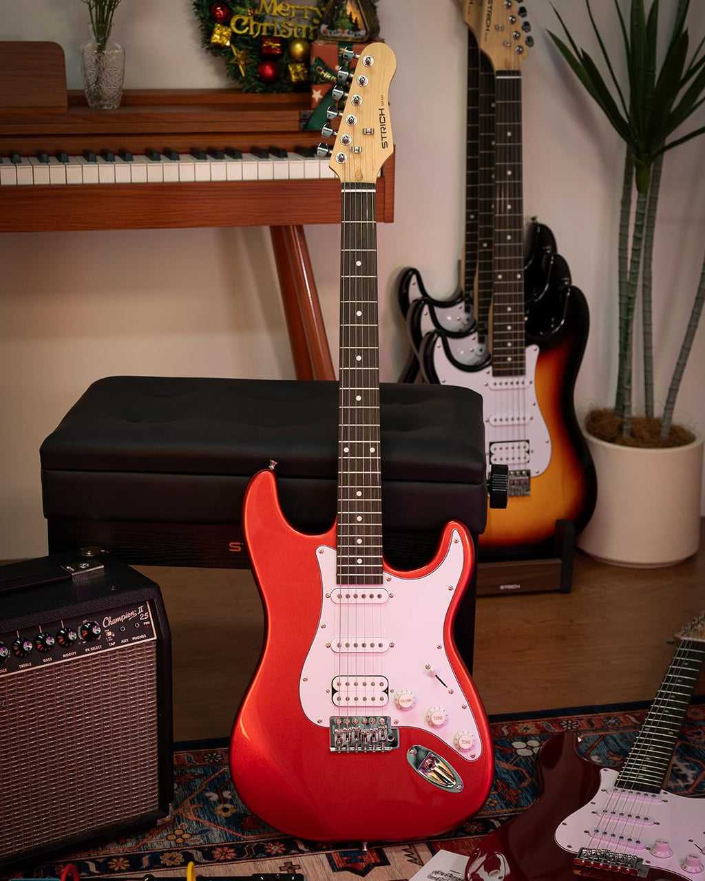 39" Full Size HSS Pick Up Electric Guitar Beginner Kit O34989