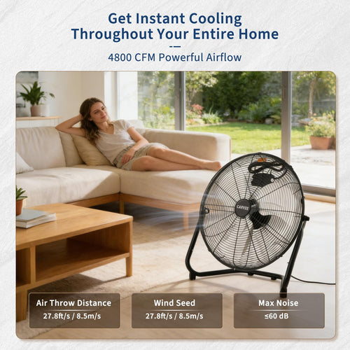 20 Inch 3 Speeds High Velocity Metal Floor Fan J47420
