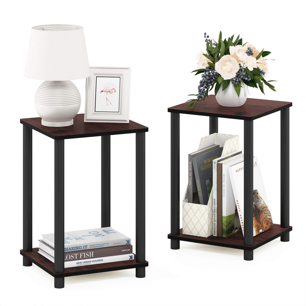 Set of 2 Dark Cherry Black End Table A6971