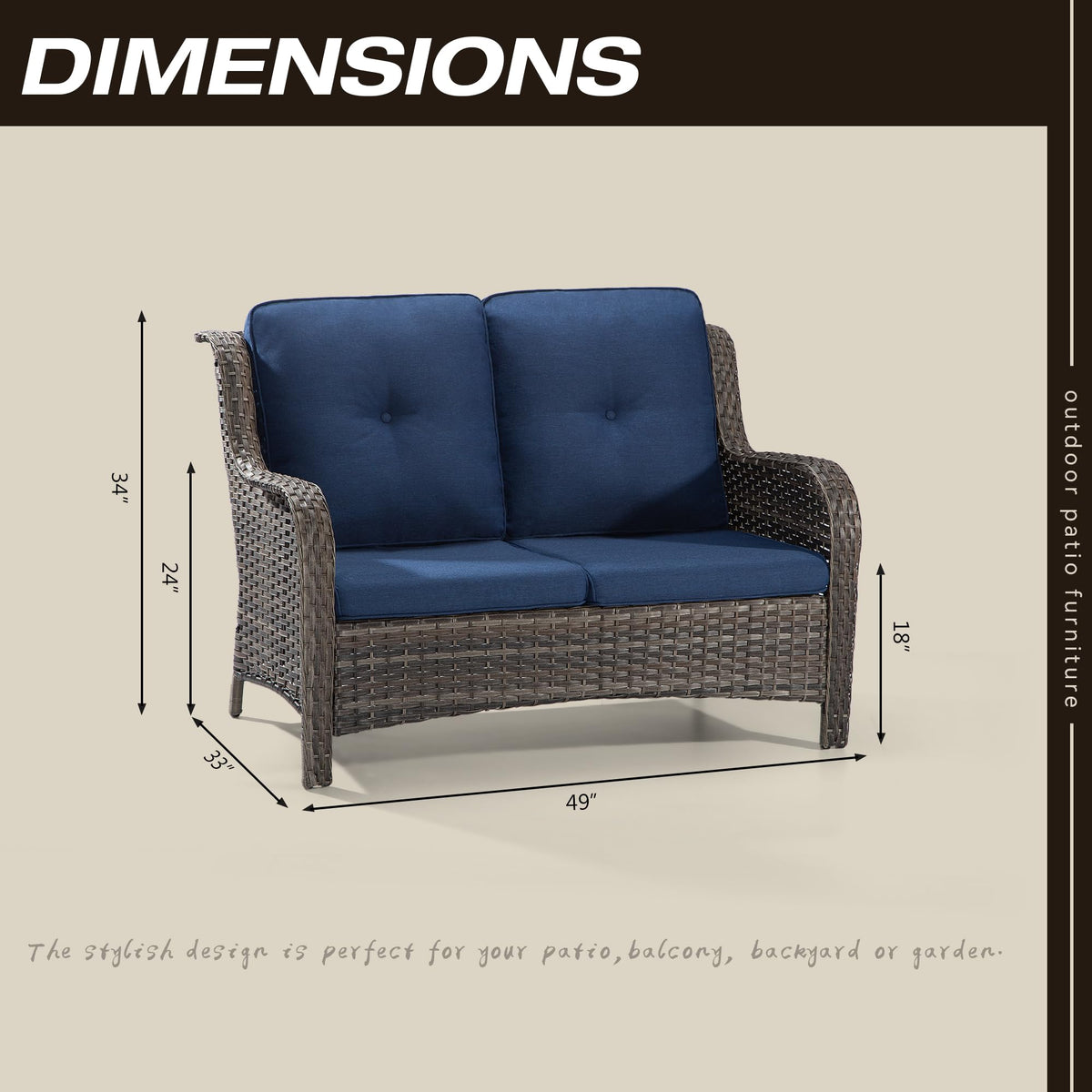 2-Seater Wicker Loveseat Sofa with Olefin Cushions N886215
