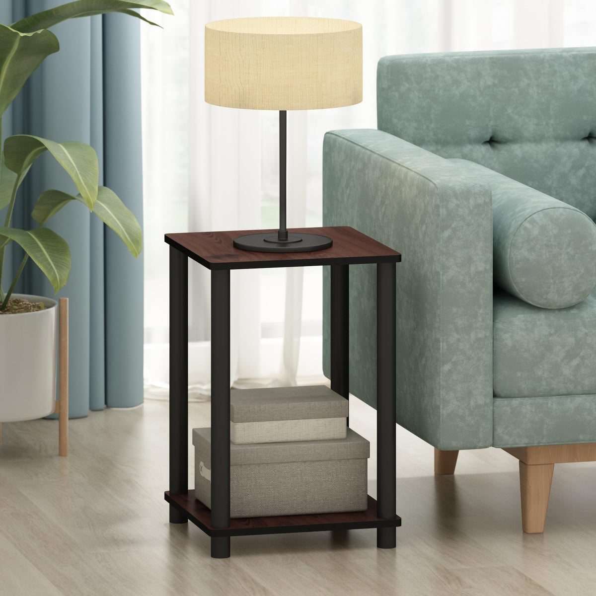 Set of 2 Dark Cherry Black End Table A6971