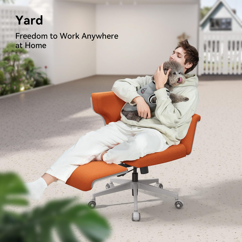 Orange Adjustable Ergonomic Office Chair with Desk Tray Q867