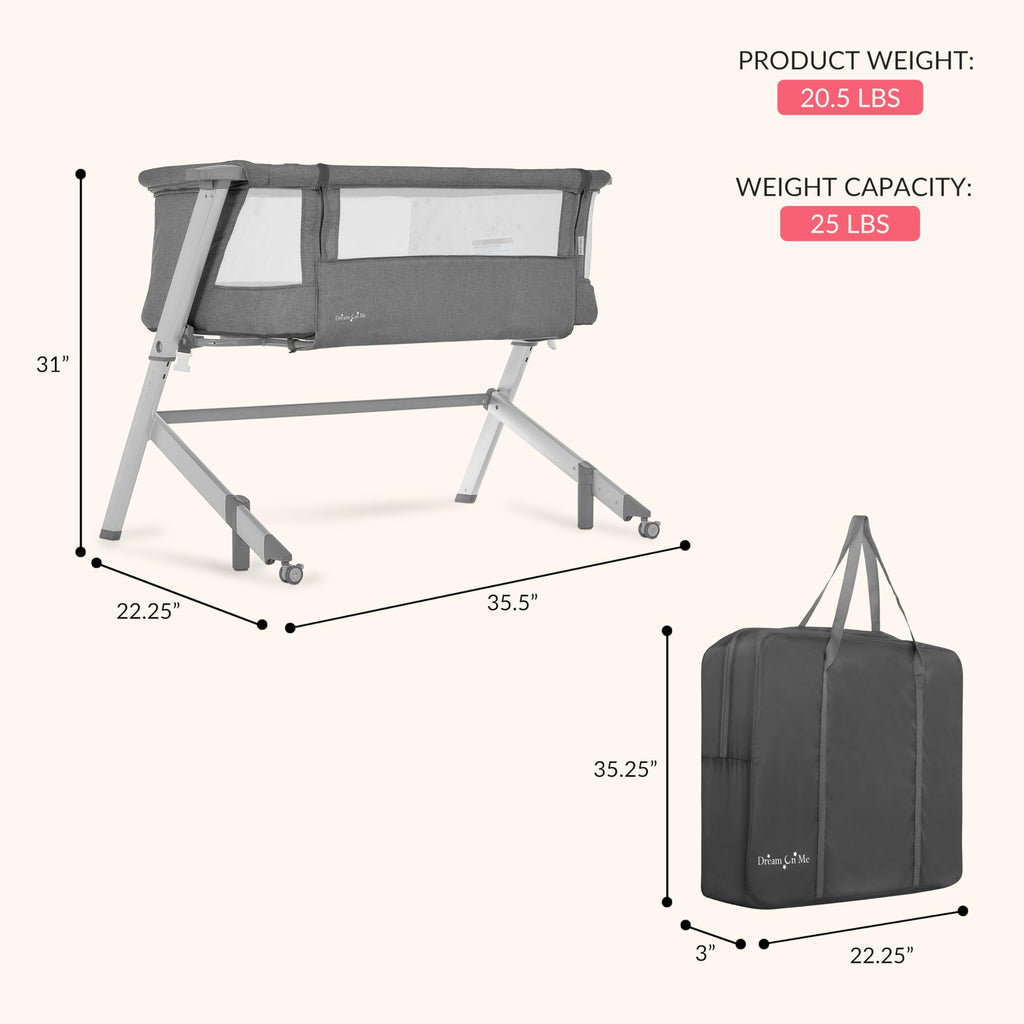 Grey Adjustable Height Bassinet & Bedside Sleeper X76381